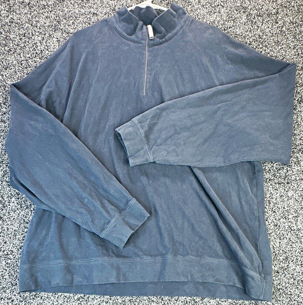 Van Heusen Men's Black Mock Neck Quarter-Zip Pullover Knit Sweatshirt XXL